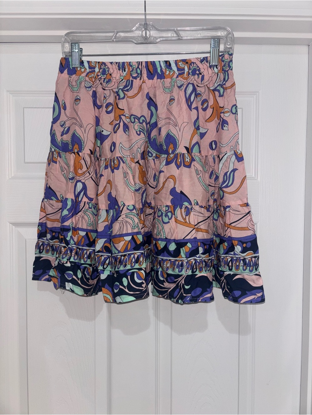 Brand new Women's Pink Patterned Tiered Skirt